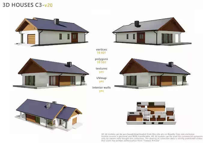 House C3V20 Low-poly 3D model