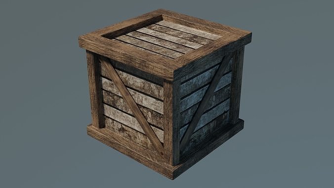 Old wooden box Low-poly 3D model