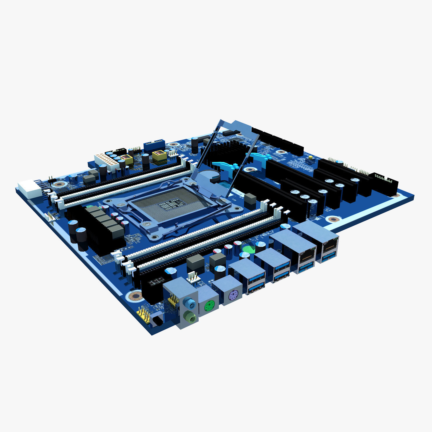 HP 914285 Motherboard Low-poly 3D model_2