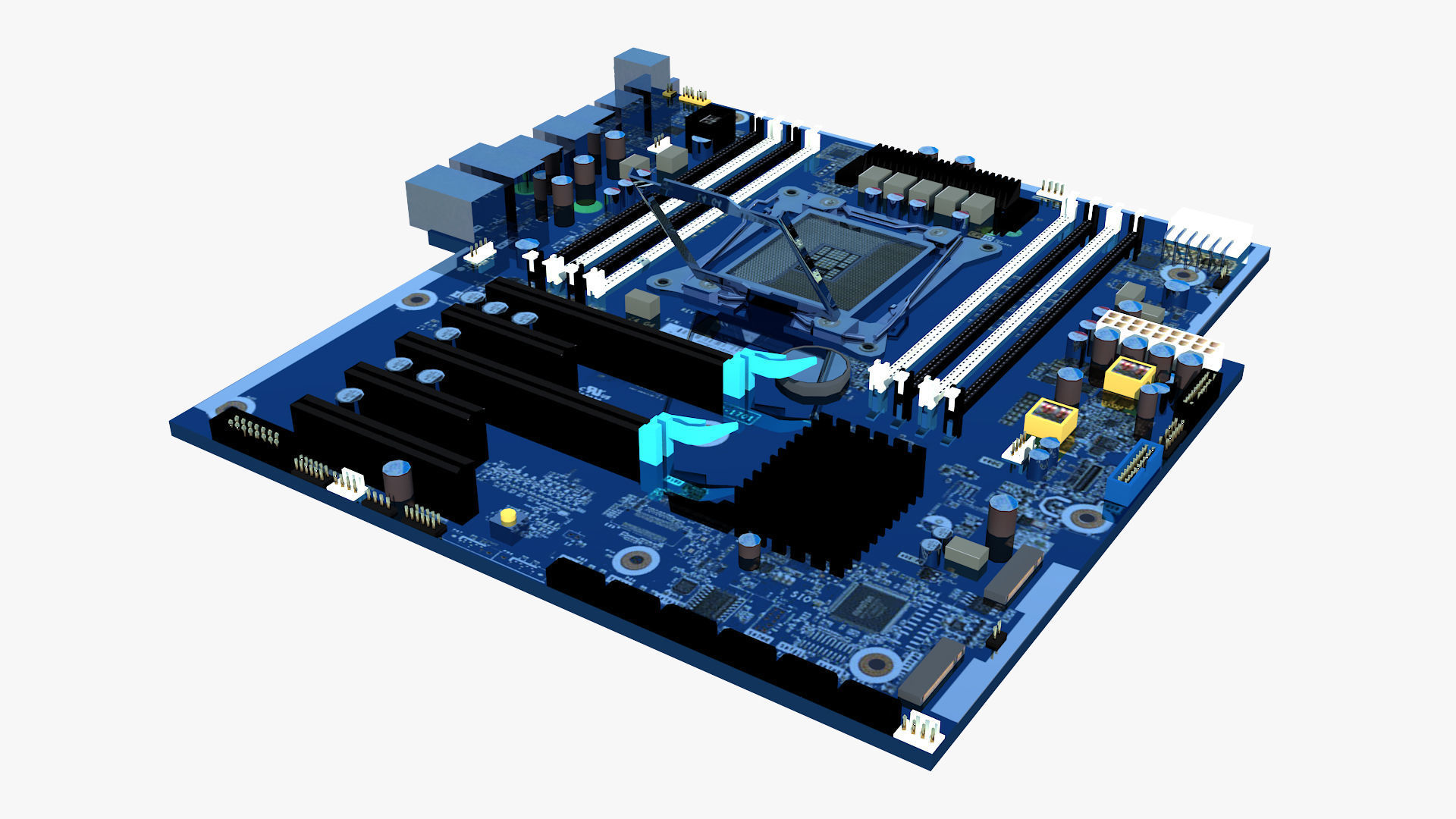 HP 914285 Motherboard Low-poly 3D model_3