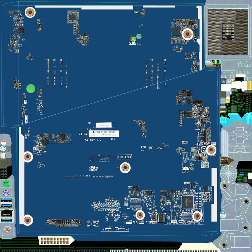 HP 914285 Motherboard Low-poly 3D model_11