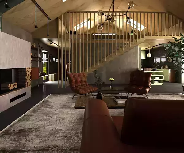 Realistic wooden house