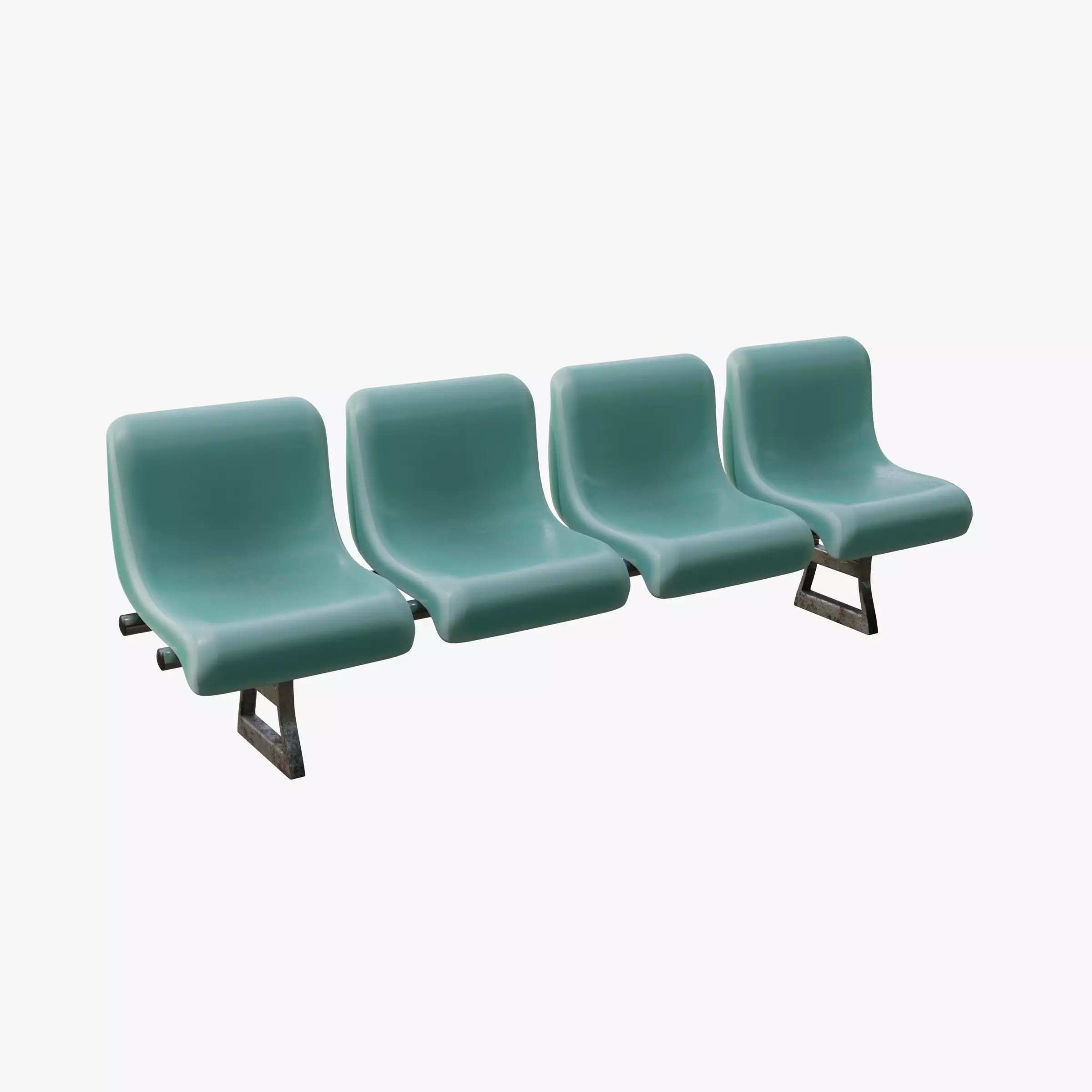 4 Seats Airport Waiting Room Bench Low-poly 3D model