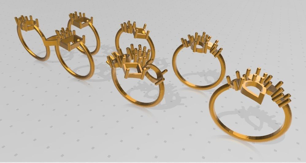 set sortijas gemas 3D print model_2