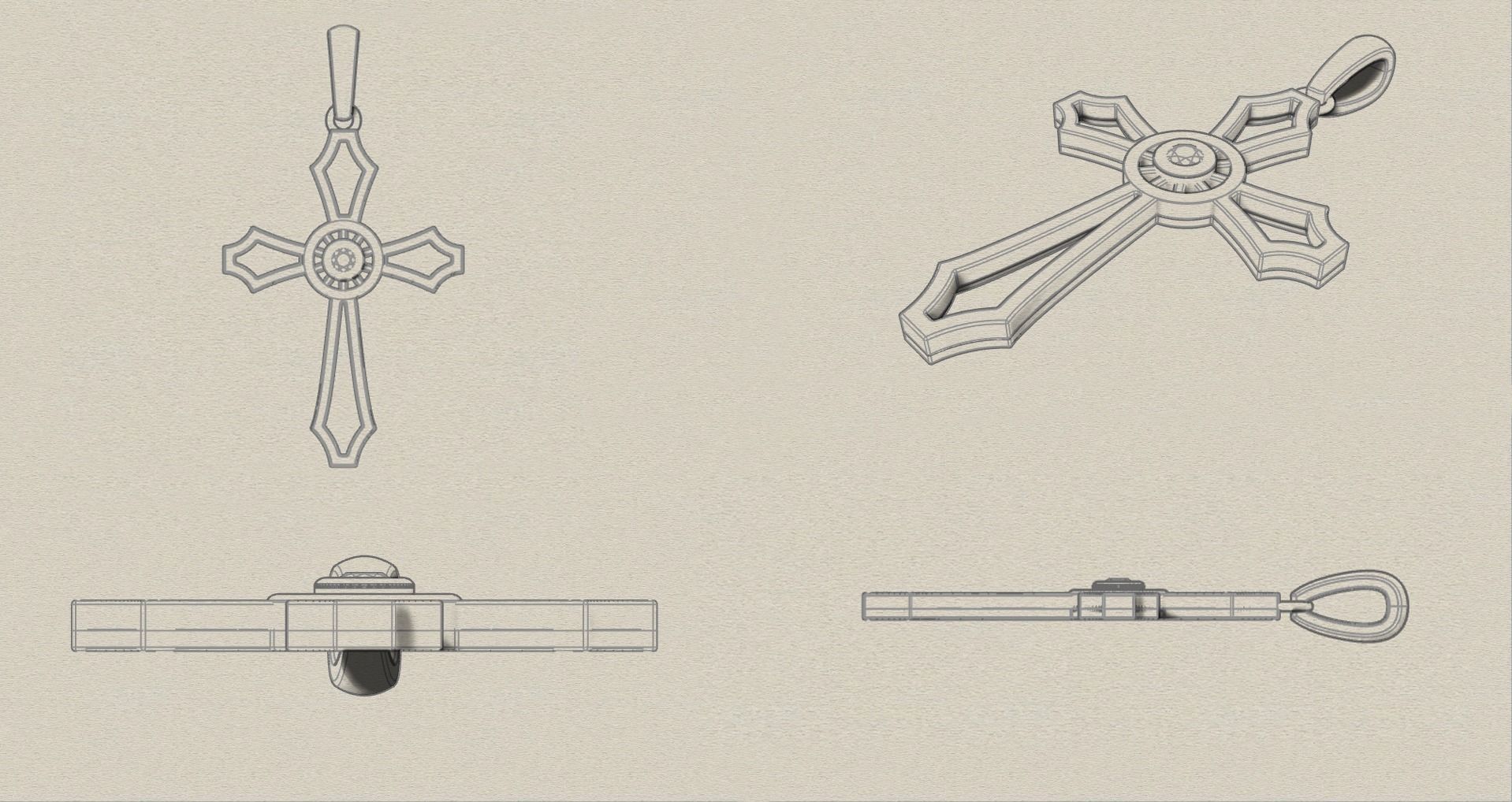 JESUS CROSS DIAMOND PENDANT 3D print model_11