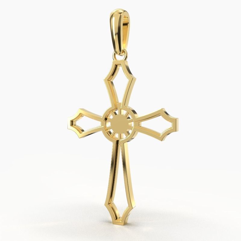 JESUS CROSS DIAMOND PENDANT 3D print model_2