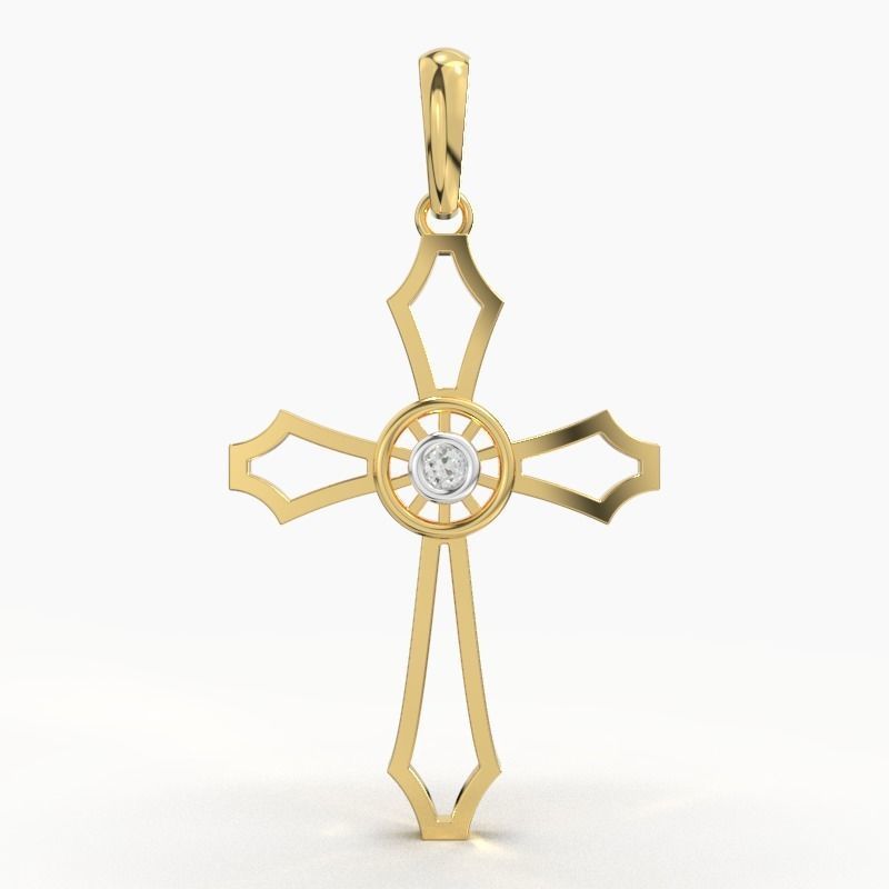 JESUS CROSS DIAMOND PENDANT 3D print model_1
