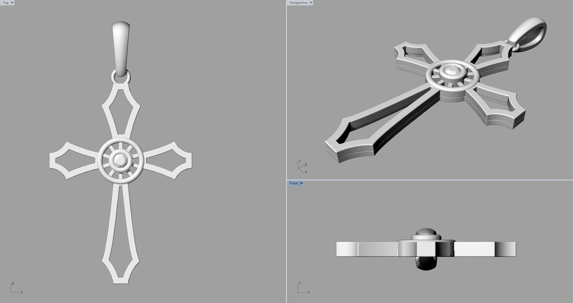 JESUS CROSS DIAMOND PENDANT 3D print model_12