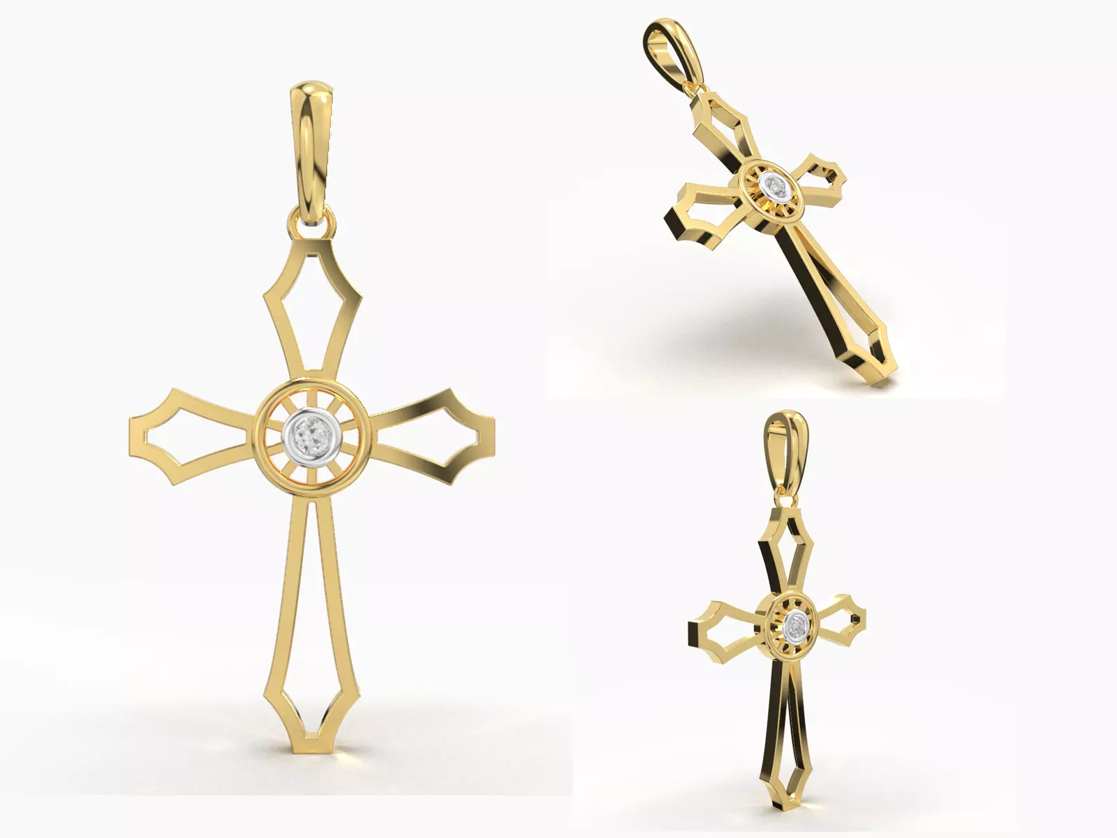 JESUS CROSS DIAMOND PENDANT 3D print model_0
