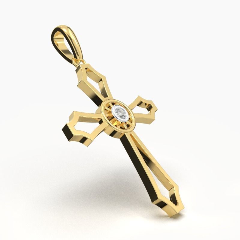 JESUS CROSS DIAMOND PENDANT 3D print model_3