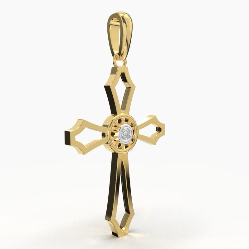 JESUS CROSS DIAMOND PENDANT 3D print model_4