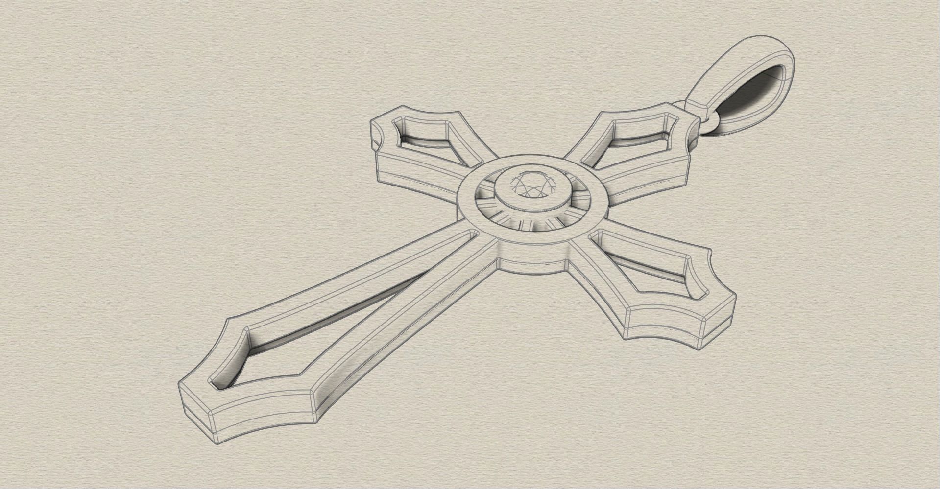 JESUS CROSS DIAMOND PENDANT 3D print model_9