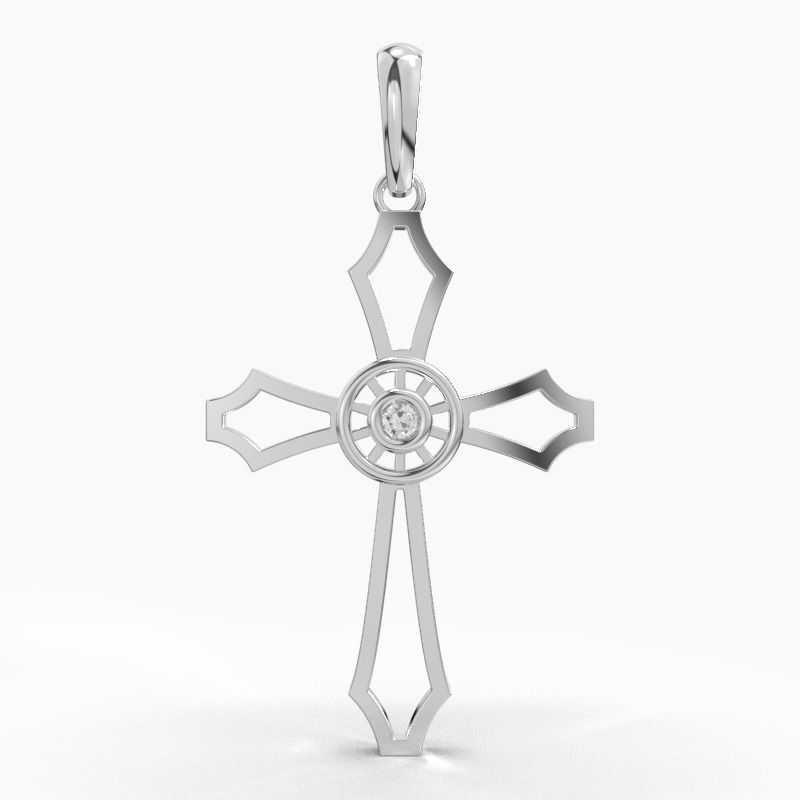 JESUS CROSS DIAMOND PENDANT 3D print model_14