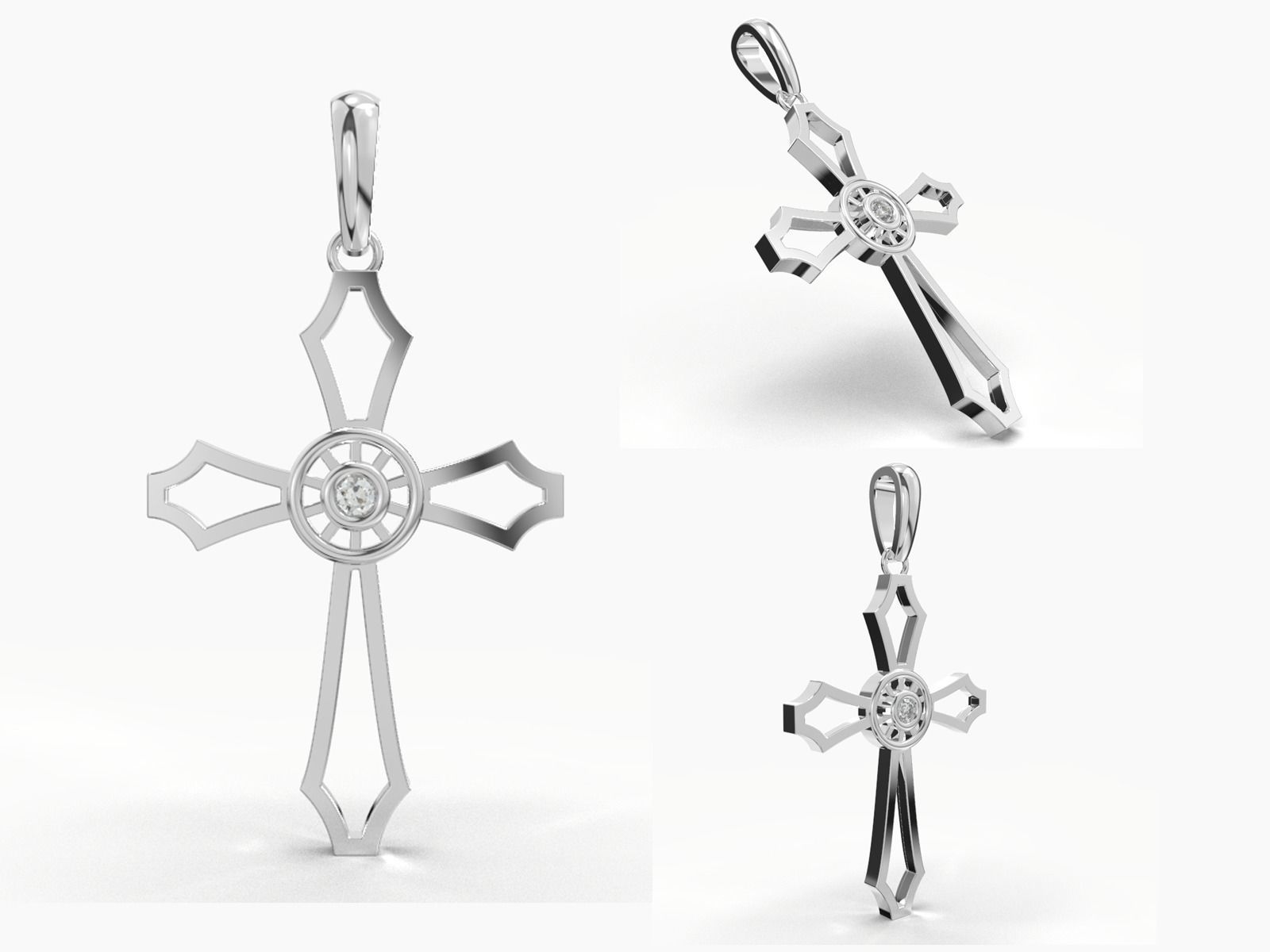JESUS CROSS DIAMOND PENDANT 3D print model_13