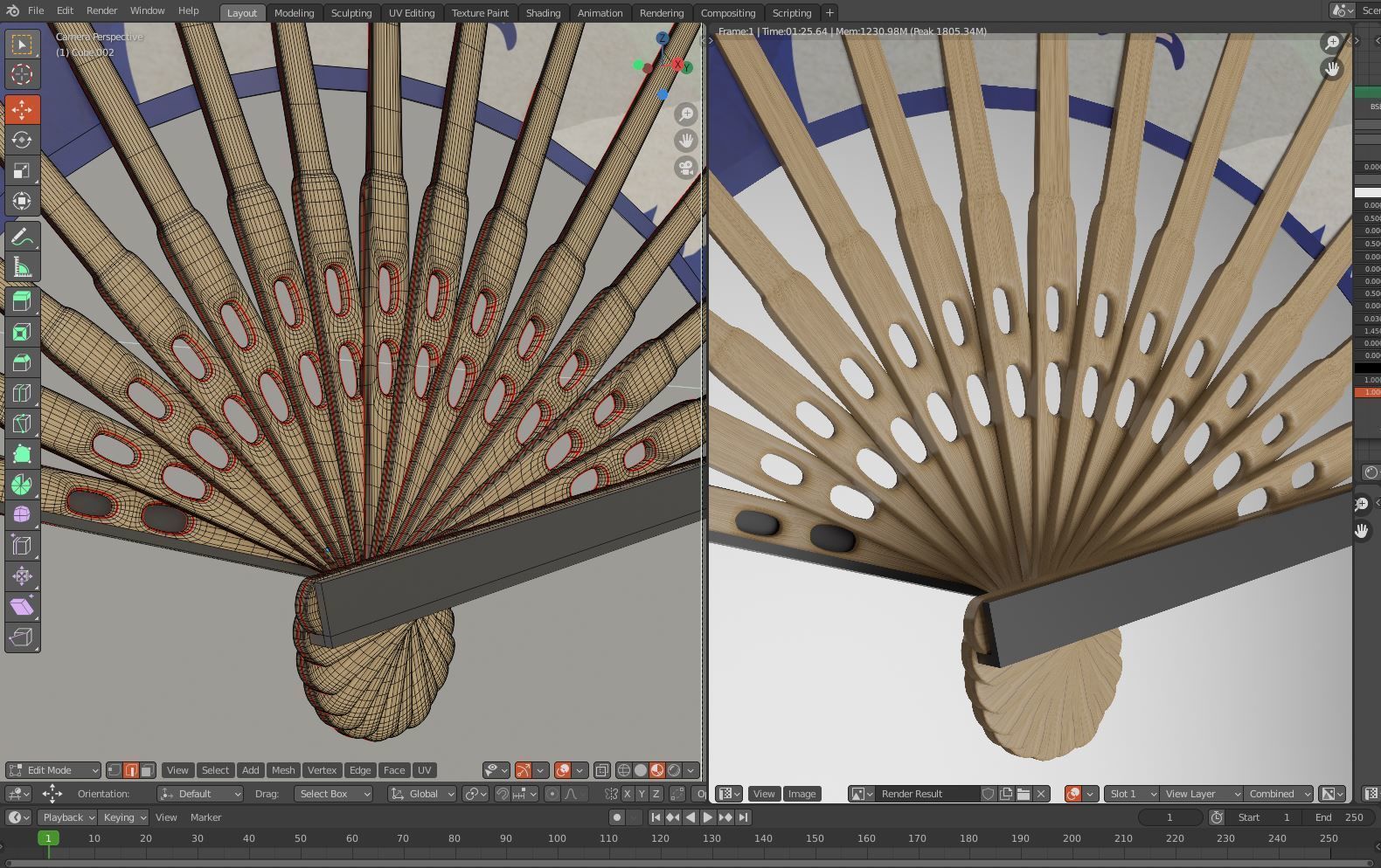 Fan japanese 3D model_3