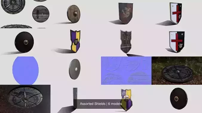 Assorted Shields 3D Model Collection