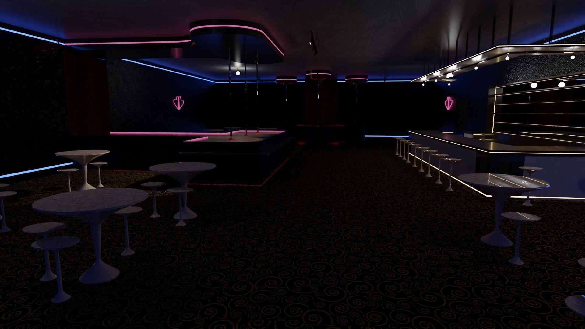Strip Club Inside Interior Low-poly 3D model_1