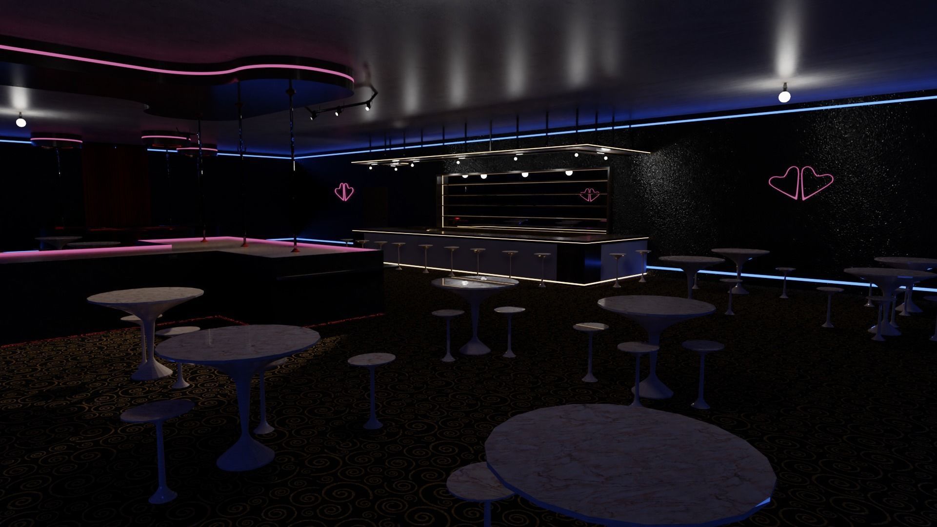 Strip Club Inside Interior Low-poly 3D model_2