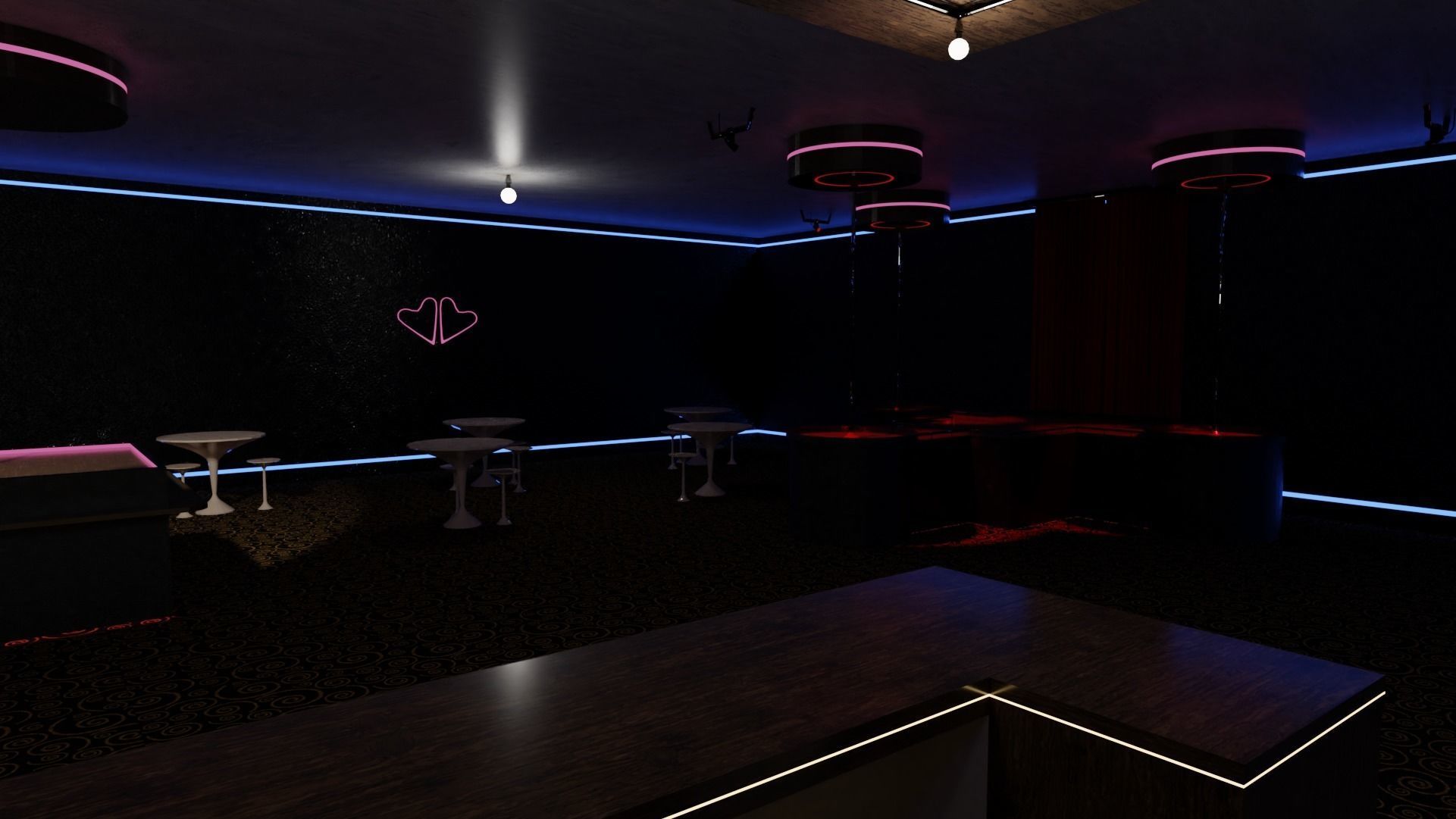 Strip Club Inside Interior Low-poly 3D model_3