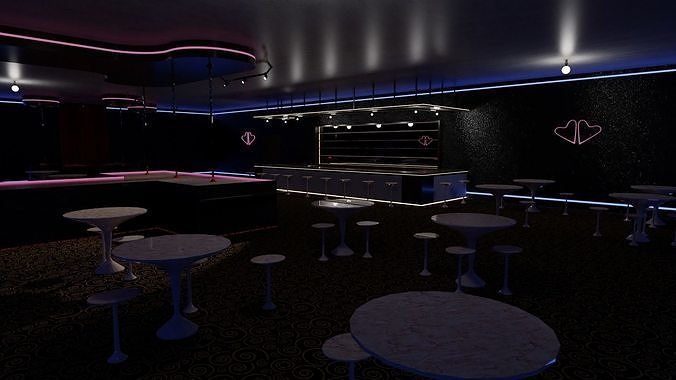 Strip Club Inside Interior Low-poly 3D model
