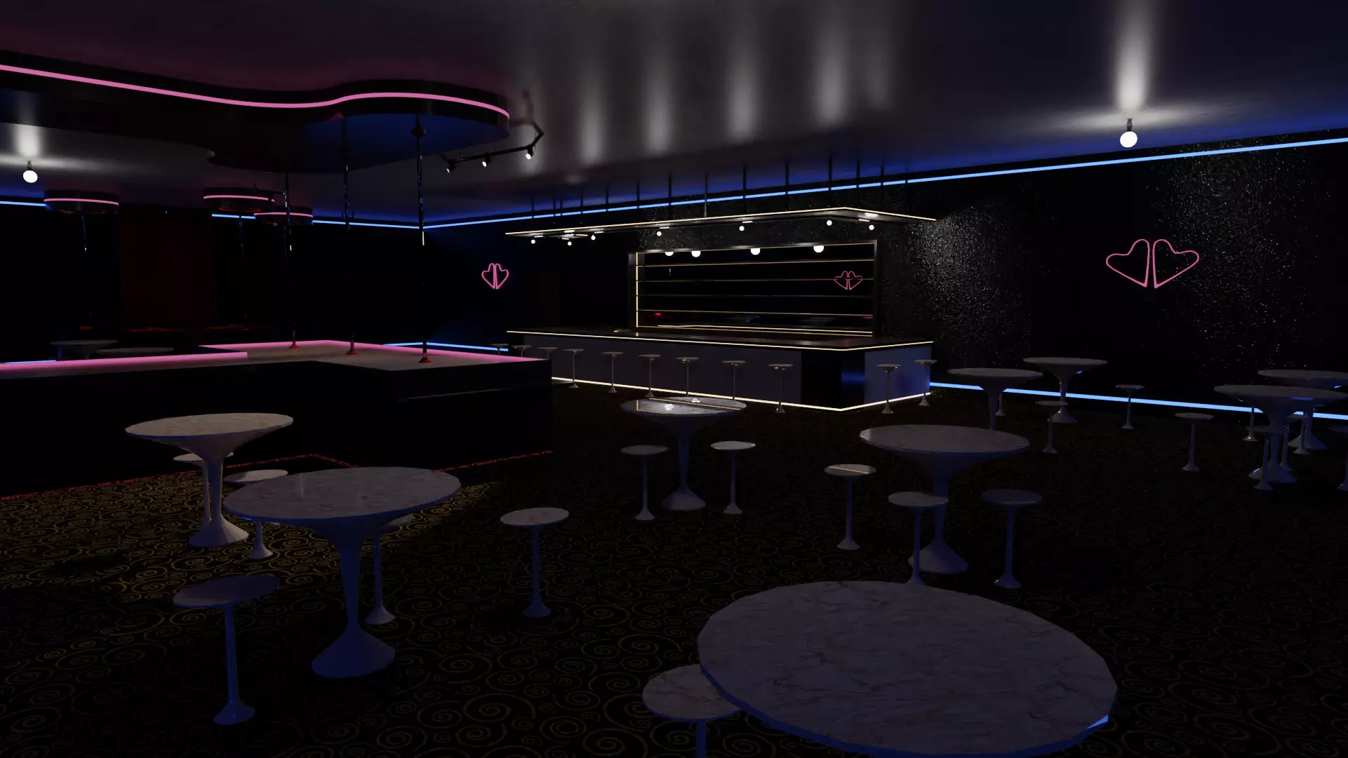 Strip Club Inside Interior Low-poly 3D model_0