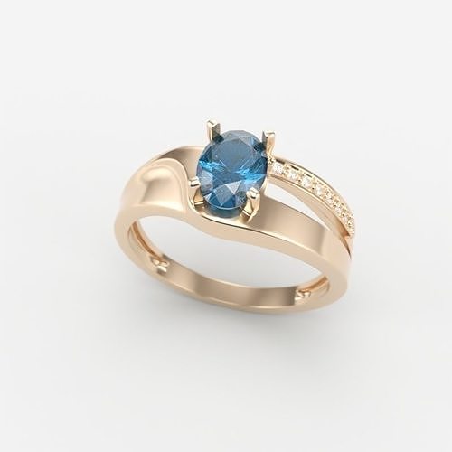Women ring with oval cut gem 3dm stl 3D print model