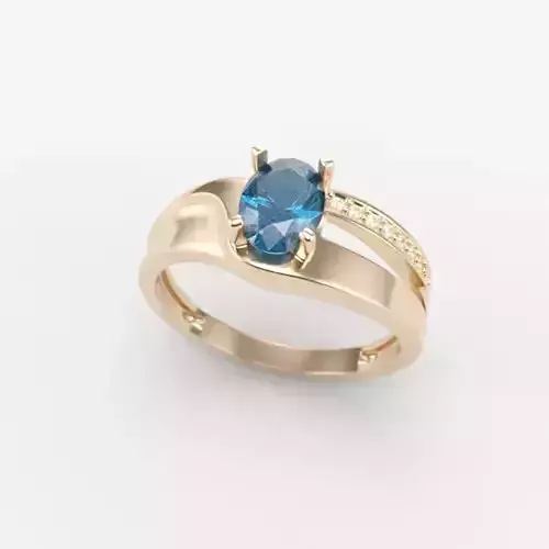 Women ring with oval cut gem 3dm stl