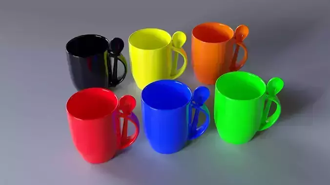 Mug for drinks with a spoon