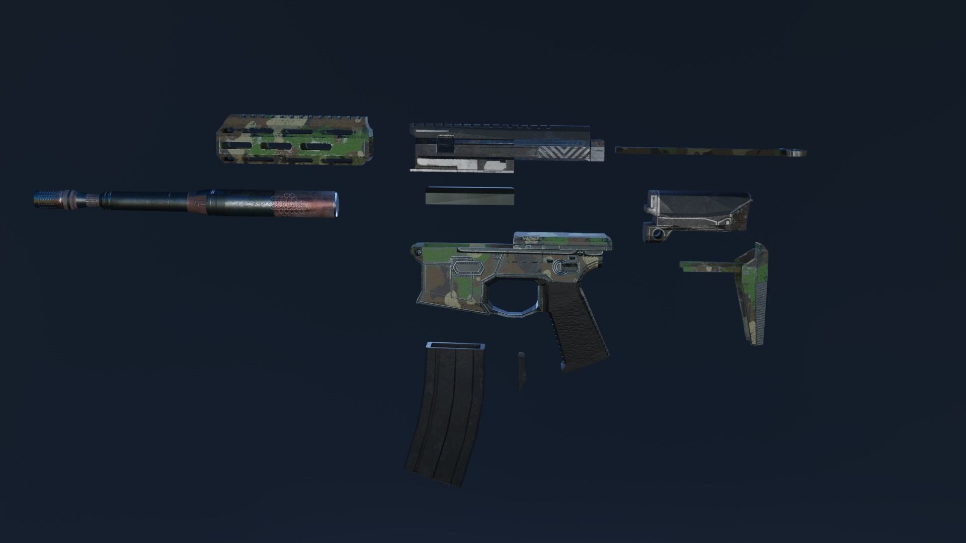 Small Rifle For Game- AR-VR Low-poly 3D model_9