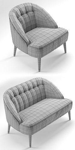 Margot Sofa Armchair 3D model 3