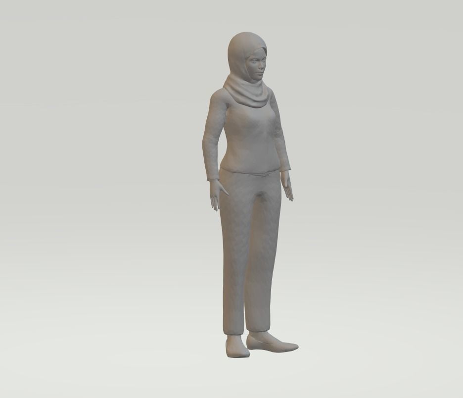 Hijab model woman wearing 3D print model_1