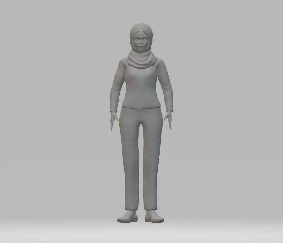 Hijab model woman wearing 3D print model_0