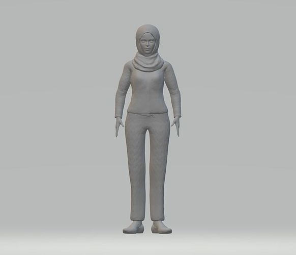 Hijab model woman wearing 3D print model