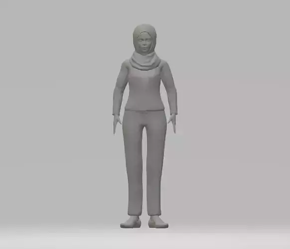 Hijab model woman wearing 3D print model
