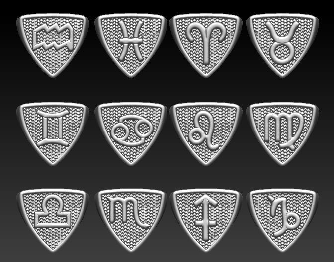 12 Zodiac Signs Ring  Collection Silver Gold  Print 3D print model_1