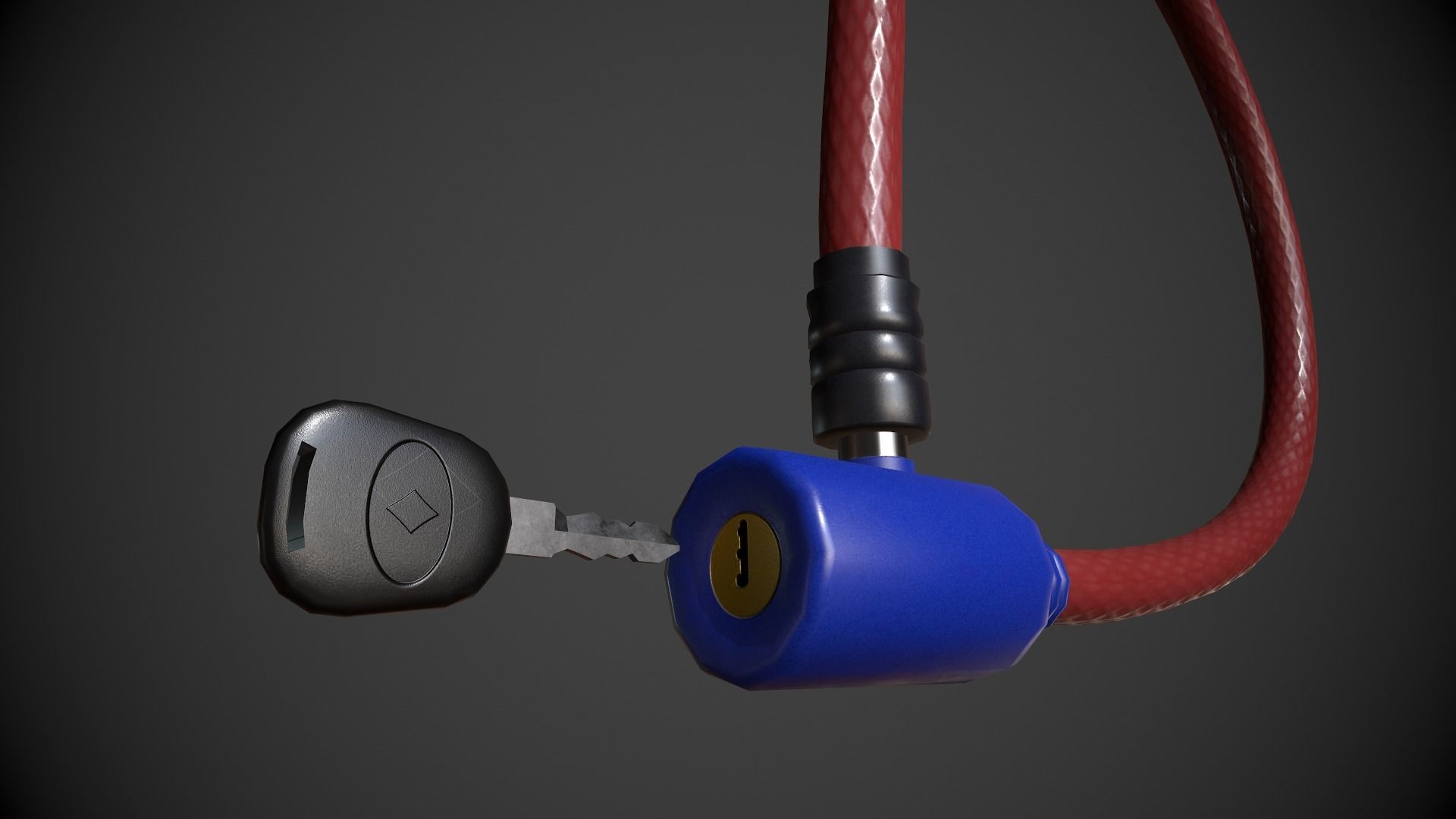 Bike Lock Low-poly 3D model_3