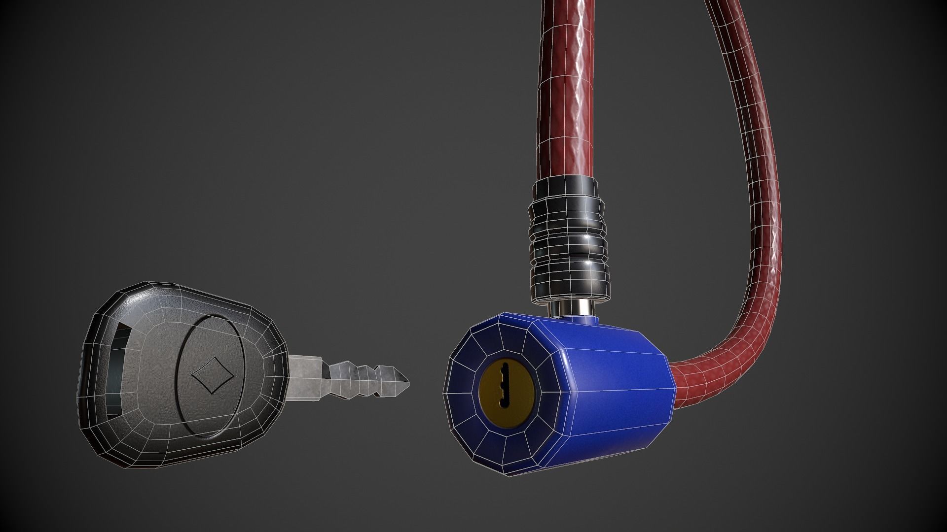 Bike Lock Low-poly 3D model_9