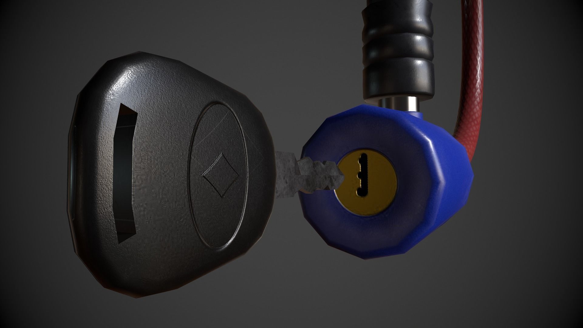 Bike Lock Low-poly 3D model_7