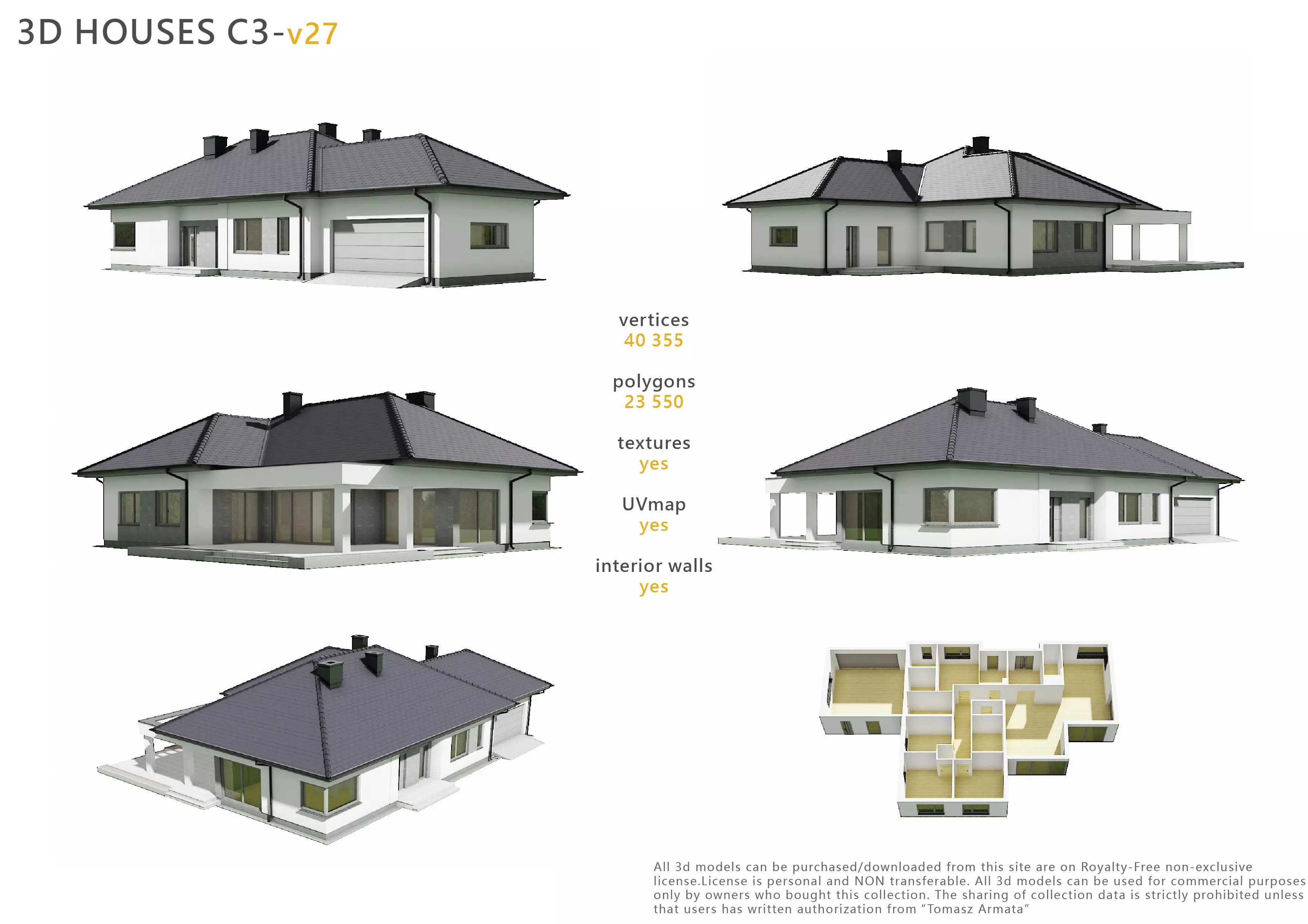 House C3V27 Low-poly 3D model_0