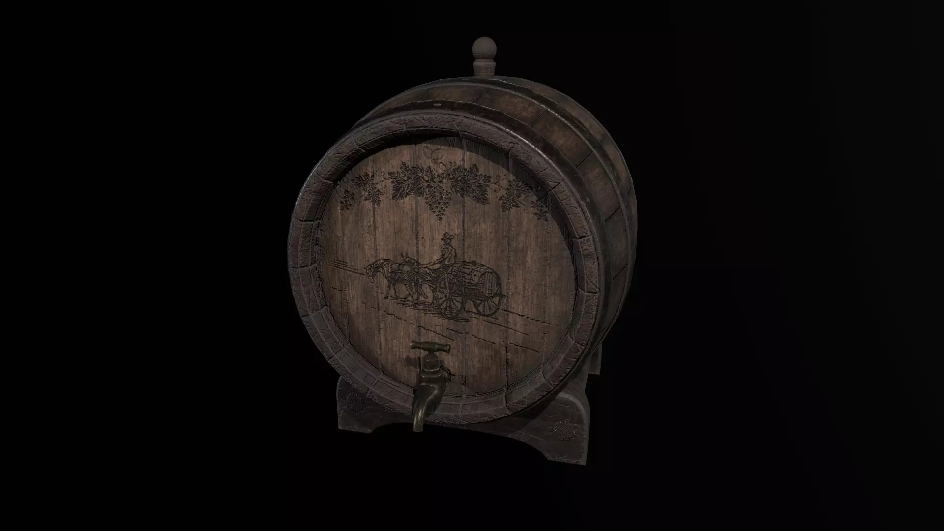 Barrel wooden Low-poly 3D model_0