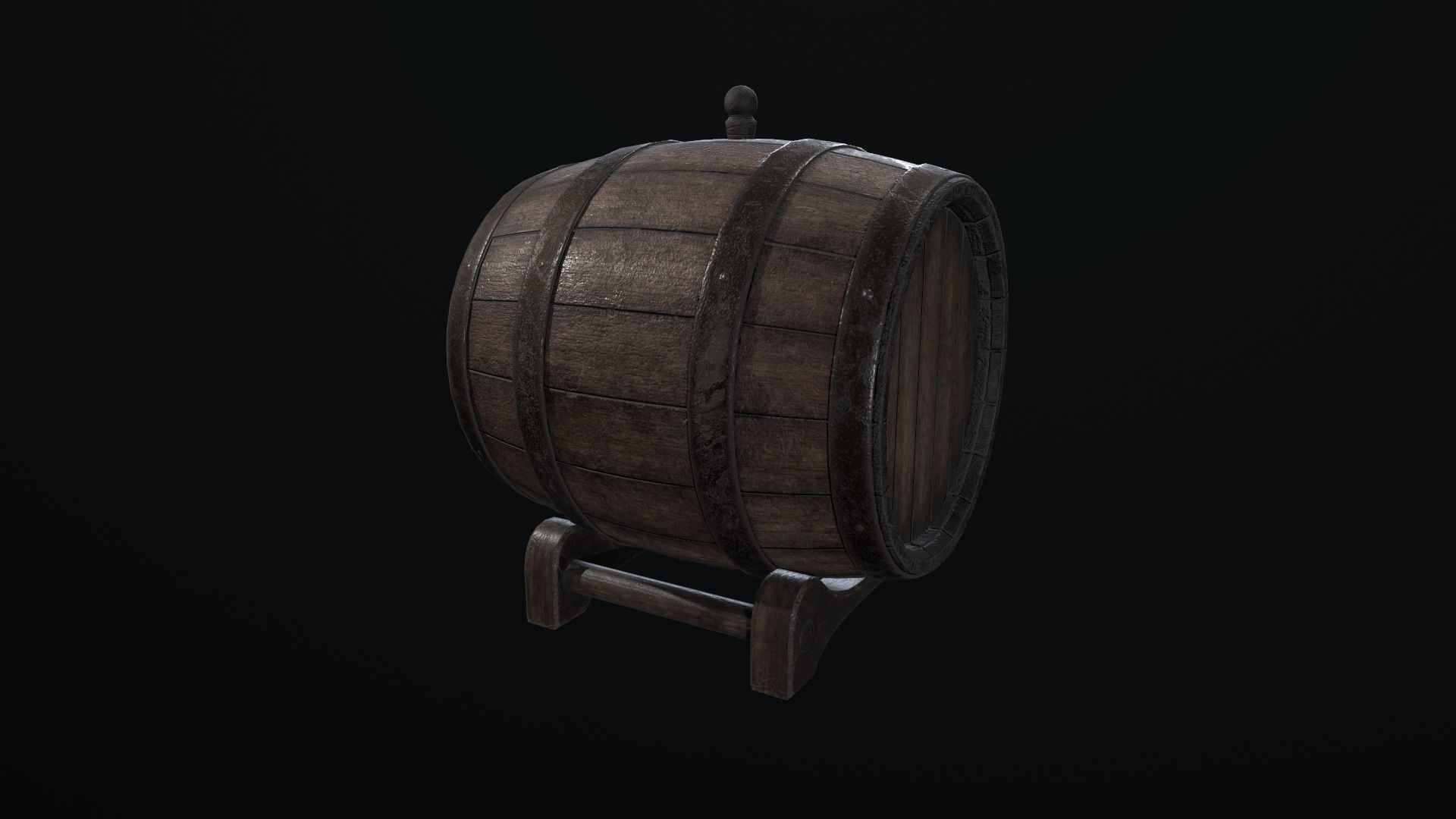 Barrel wooden Low-poly 3D model_1