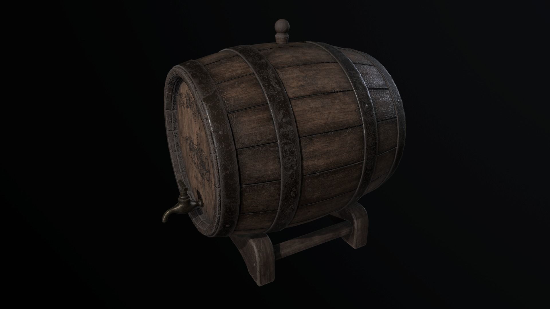 Barrel wooden Low-poly 3D model_2