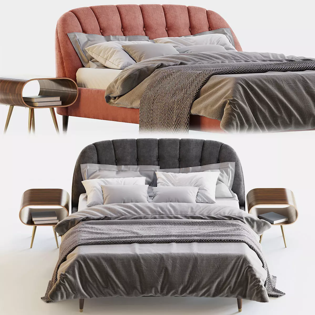 Next Color palette Margot Bed Velvet 3D model