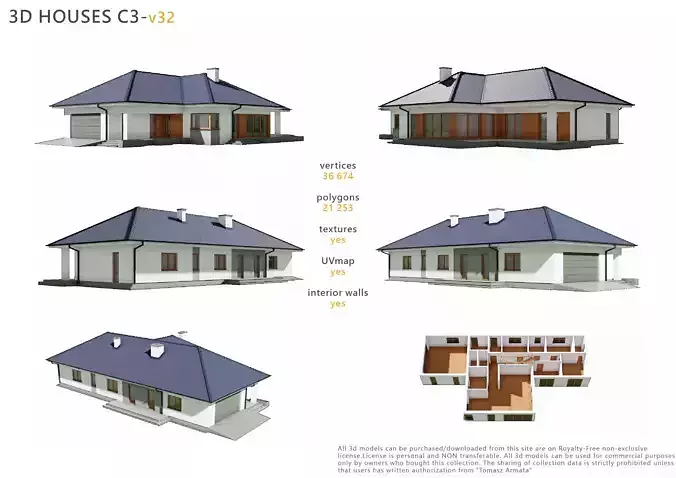 House C3V32 Low-poly 3D model