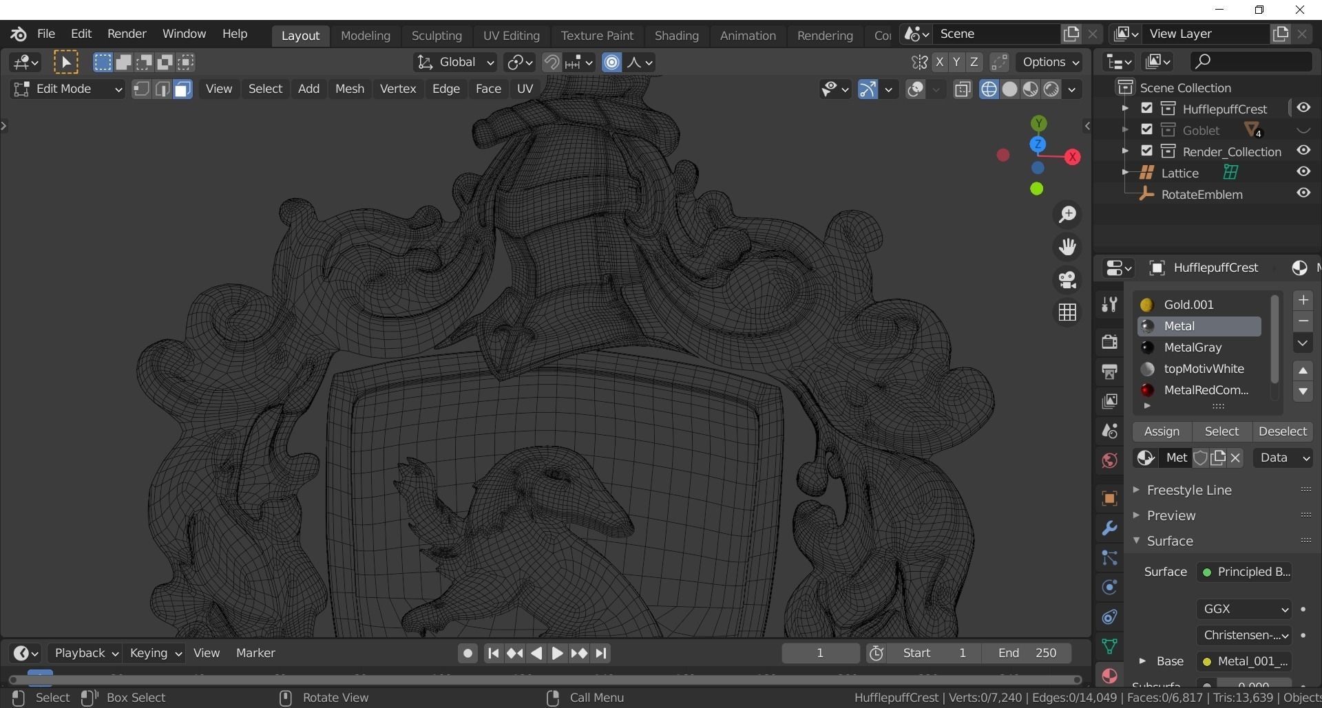 Hufflepuff Goblet with crest 3D model 3D model_28