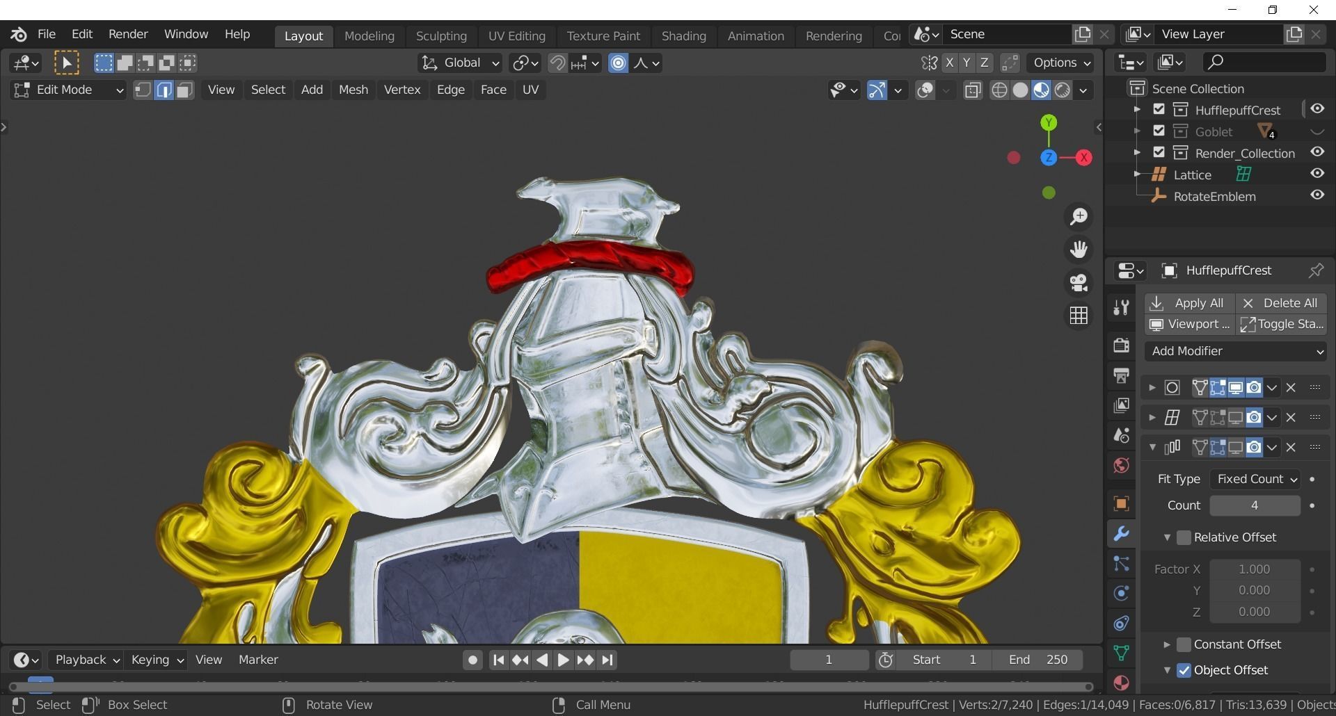 Hufflepuff Goblet with crest 3D model 3D model_22