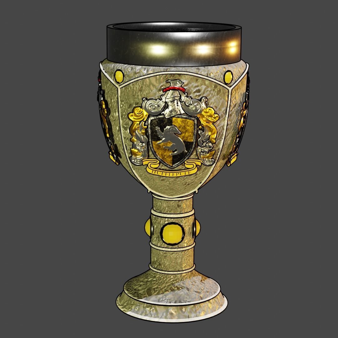 Hufflepuff Goblet with crest 3D model 3D model_2