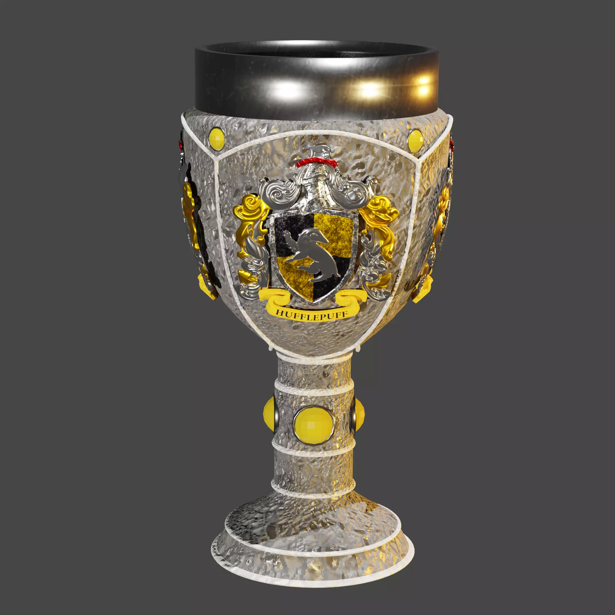 Hufflepuff Goblet with crest 3D model 3D model_0