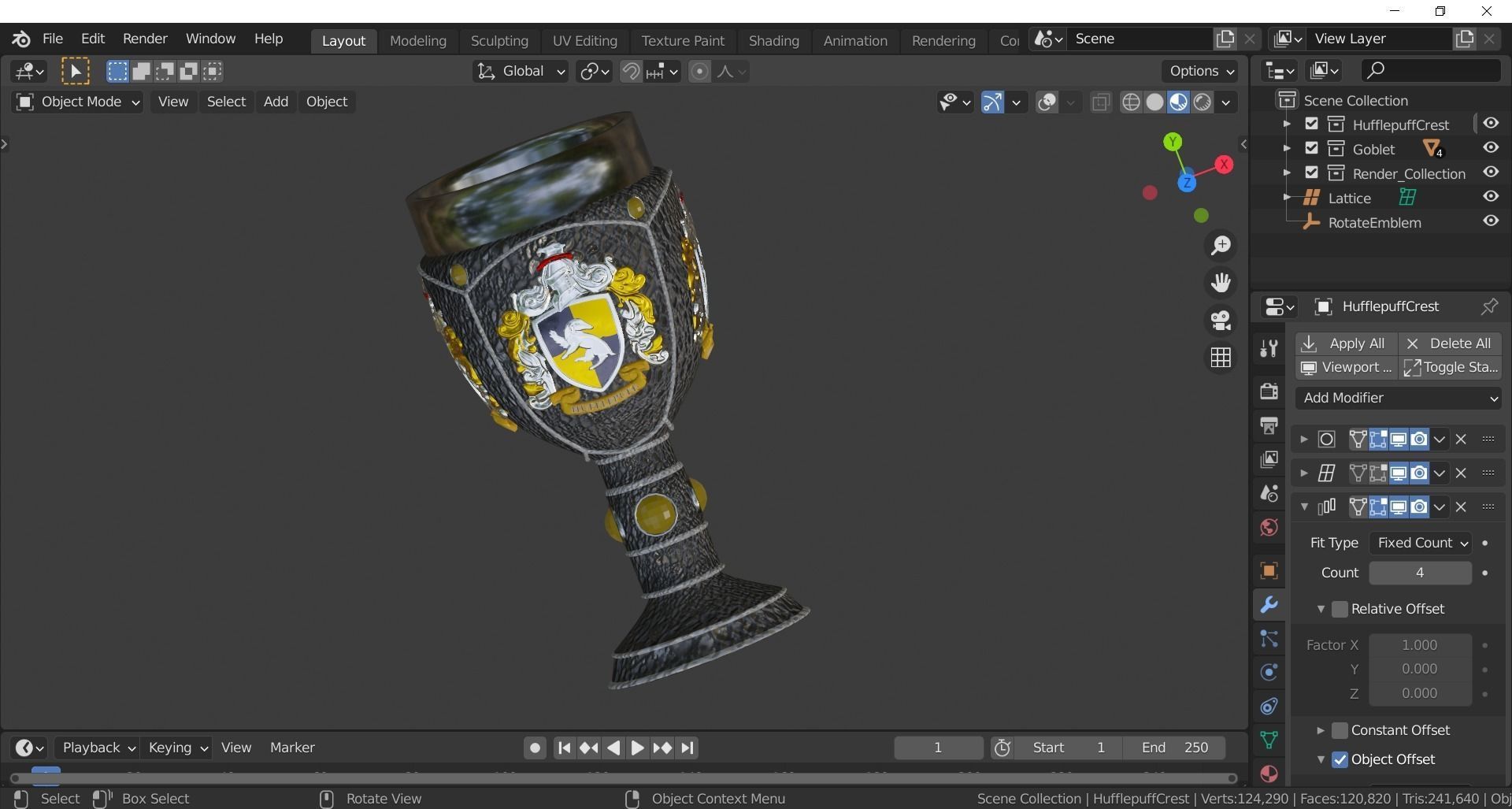Hufflepuff Goblet with crest 3D model 3D model_7