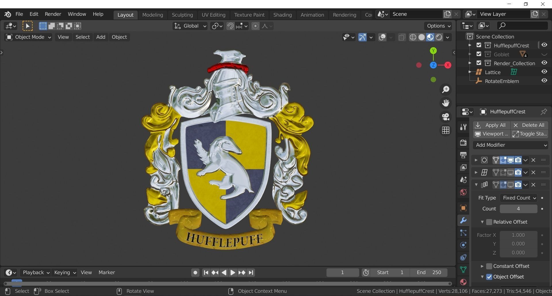 Hufflepuff Goblet with crest 3D model 3D model_11